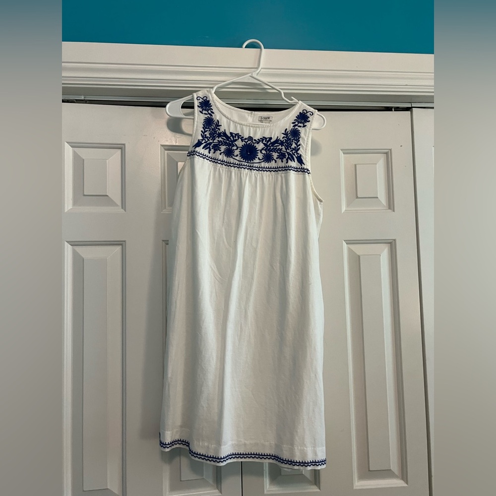 Women’s J. Crew Dress with Blue Embroidery